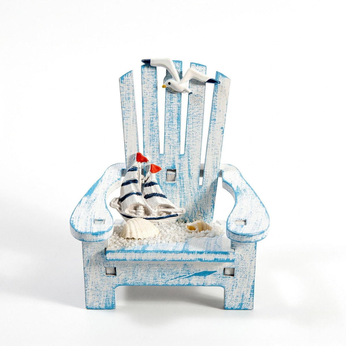 Coastal Blue Miniature Adirondack Chair Set of 3 Beach Theme Wooden Decor Nautical Shelf Sitter Summer Vacation Housewarming Gift