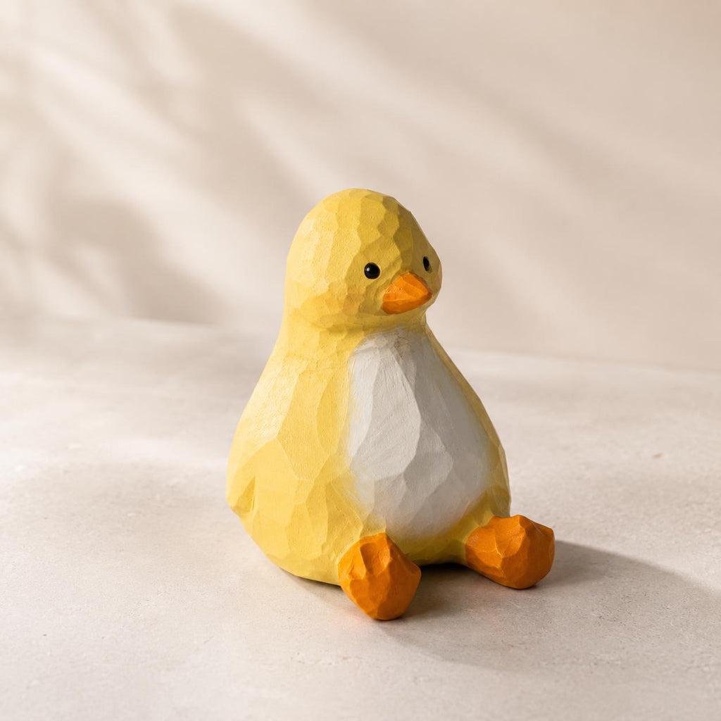 Whimsical Wooden Duckling Figurine Hand Carved Bird Nursery Decor Cute Animal Desk Pet Unique Baby Shower Gift