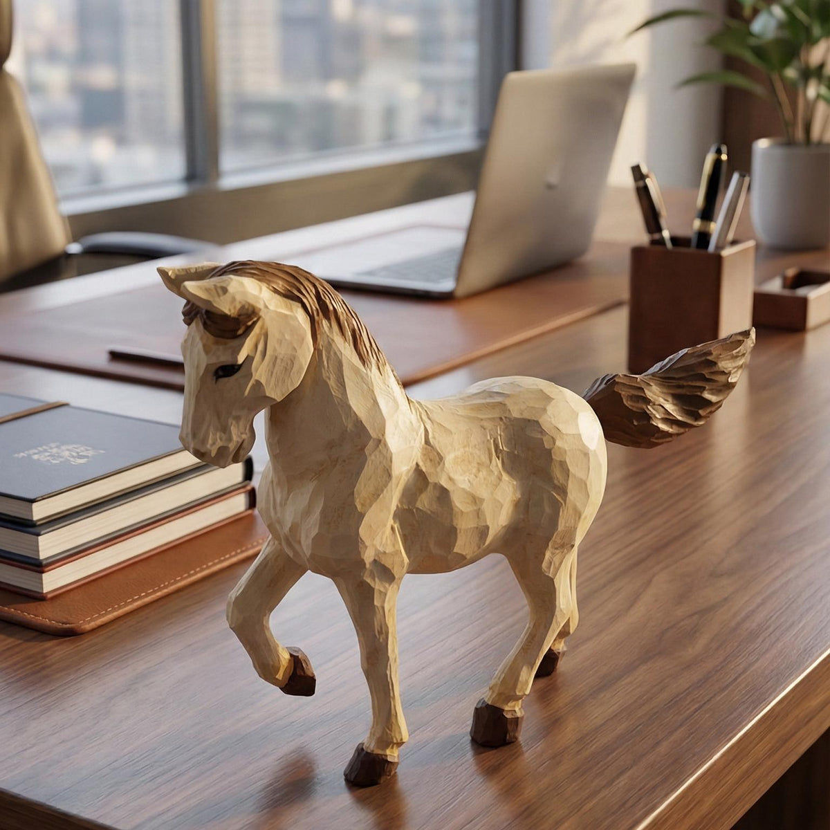 Whimsical Hand Carved Wooden Horse Figurine Rustic Pony Sculpture Farmhouse Shelf Decor Artisan Animal Art Unique Equestrian Gift