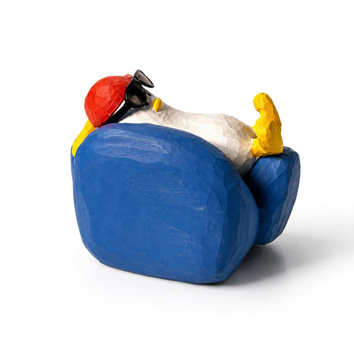Funny Wooden Duck in Armchair Figurine, Hand Carved Chill Bird Decor, Whimsical Desk Accessory, Unique Gift for Coworker or Friend