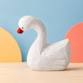 Whimsical White Wood Swan Hand Carved Bird Rustic Nursery Decor Unique Gift