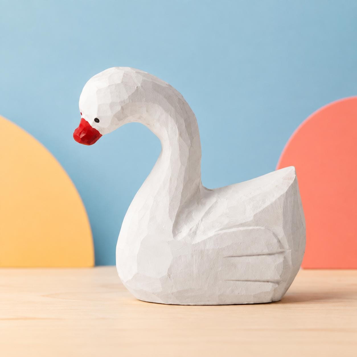 Whimsical White Wood Swan Hand Carved Bird Rustic Nursery Decor Unique Gift