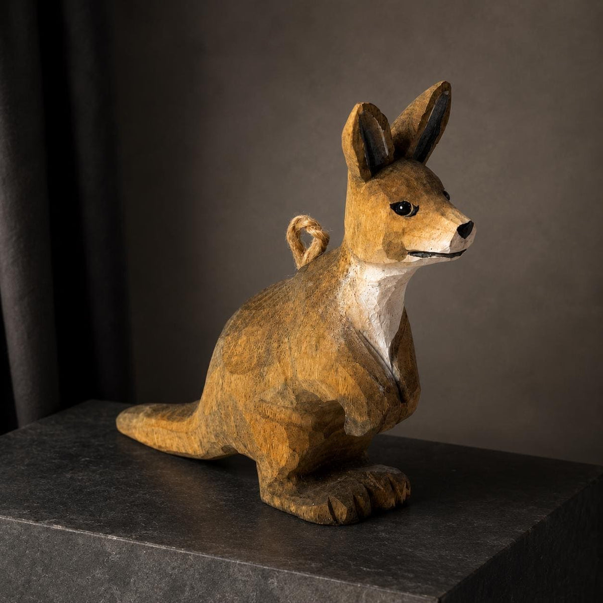 Hand-Carved Wooden Kangaroo Figurine Rustic Australian Wildlife Decor Unique Gift for Animal Lovers