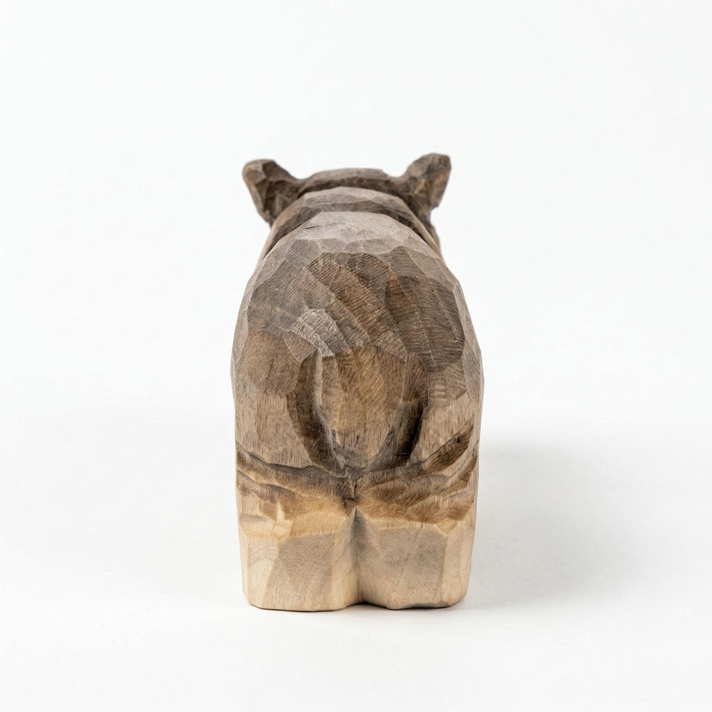 Hand Carved Wooden Hippo Sculpture | Rustic Safari Nursery Decor