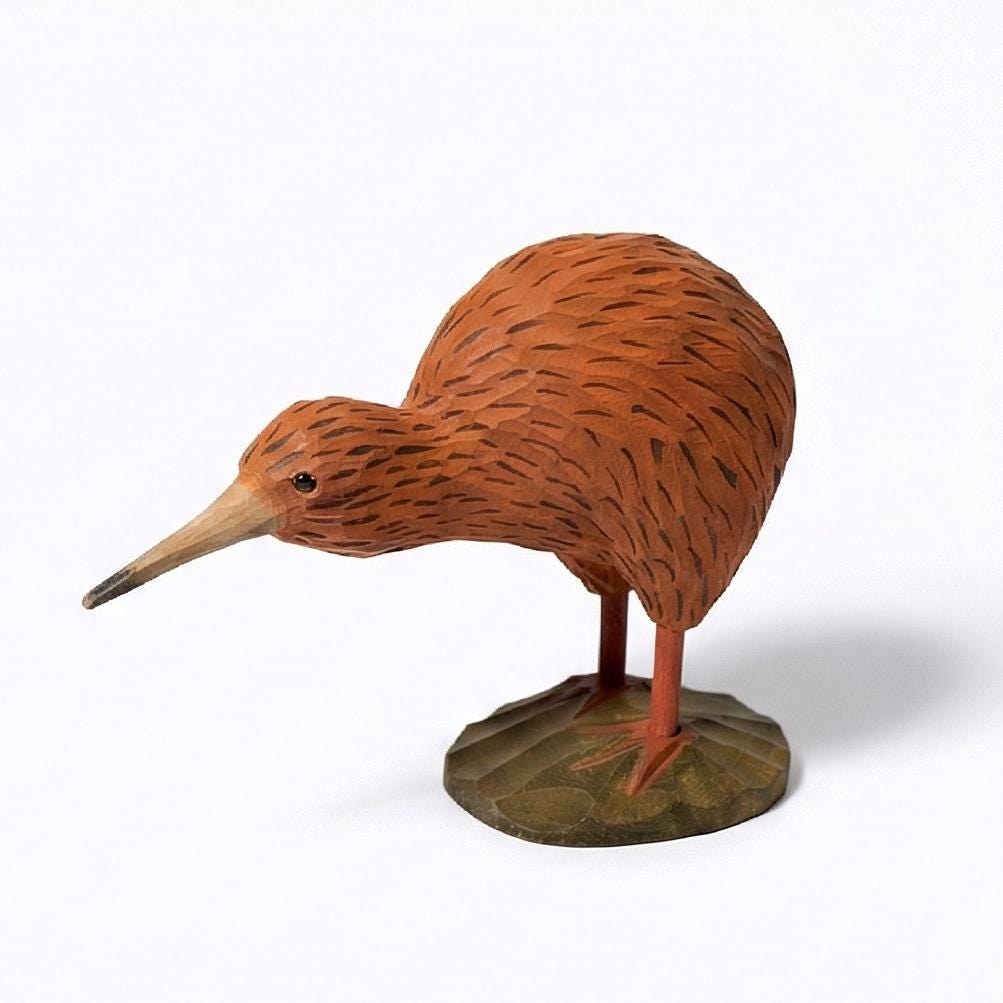 Hand Carved Wooden Kiwi Bird Figurine – New Zealand Decor
