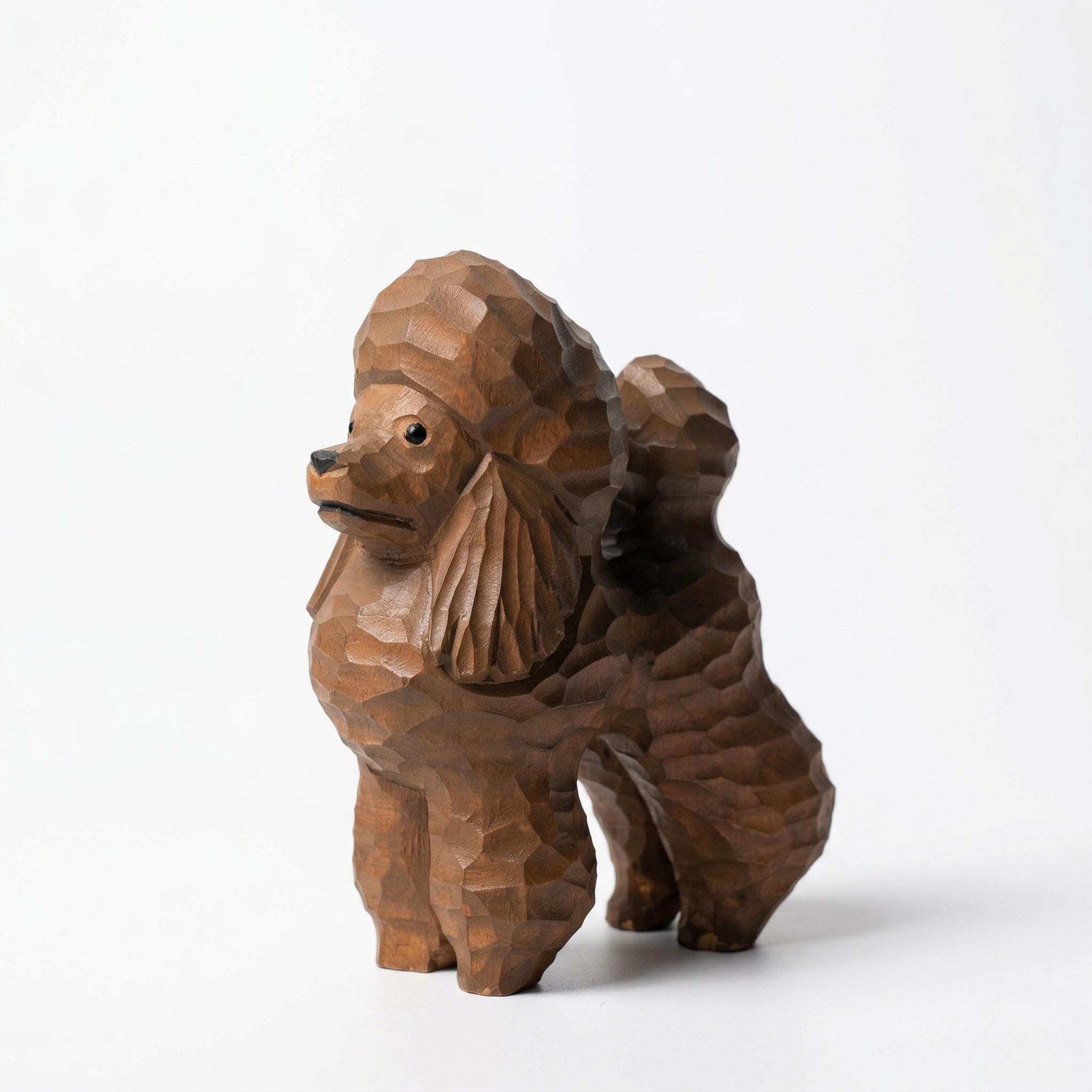 Whimsical Wooden Poodle Figurine Hand Carved Dog Statue Pet Memorial Art Shelf Decor Unique Gift for Dog Lover Dog Mom Gift