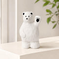 Friendly Waving Polar Bear Wood Carving, Handmade Arctic Animal Figurine, Whimsical Desk Pet, Winter Nursery Decor, Cute Wood Gift for Kids