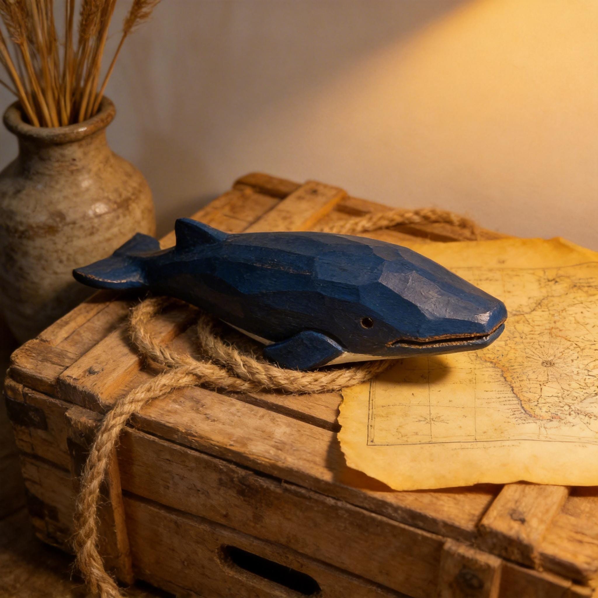 Rustic Blue Wooden Whale Carving | Coastal Home Decor | Handcrafted Nautical Nursery Art | Ocean Lover Gift | Wooden Marine Animal Figurine