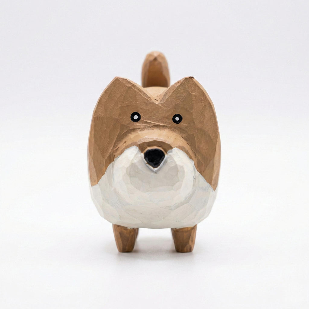 Endearing Chonky Fox Wood Carving, Whimsical Hand-Carved Plump Fox Figurine, Cute Abstract Forest Animal, Unique Gift for Her, Desk Pet