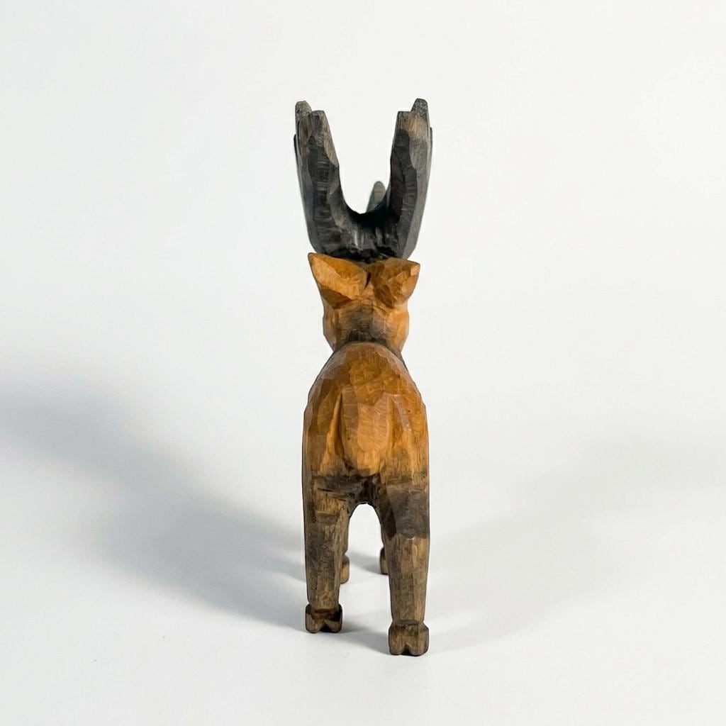 Hand Carved Wooden Moose Figurine, Rustic Woodland Animal Decor, Cabin Core Shelf Accent, Unique Nature Lover Gift, Artisan Wood Sculpture