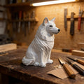 Hand Carved Wooden White Dog Figurine | Rustic Farmhouse Decor | White Shepherd Sculpture | Unique Woodland Animal Lover Gift