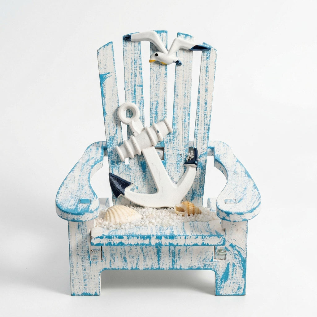 Coastal Blue Miniature Adirondack Chair Set of 3 Beach Theme Wooden Decor Nautical Shelf Sitter Summer Vacation Housewarming Gift