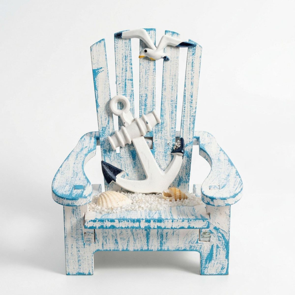 Coastal Blue Miniature Adirondack Chair Set of 3 Beach Theme Wooden Decor Nautical Shelf Sitter Summer Vacation Housewarming Gift