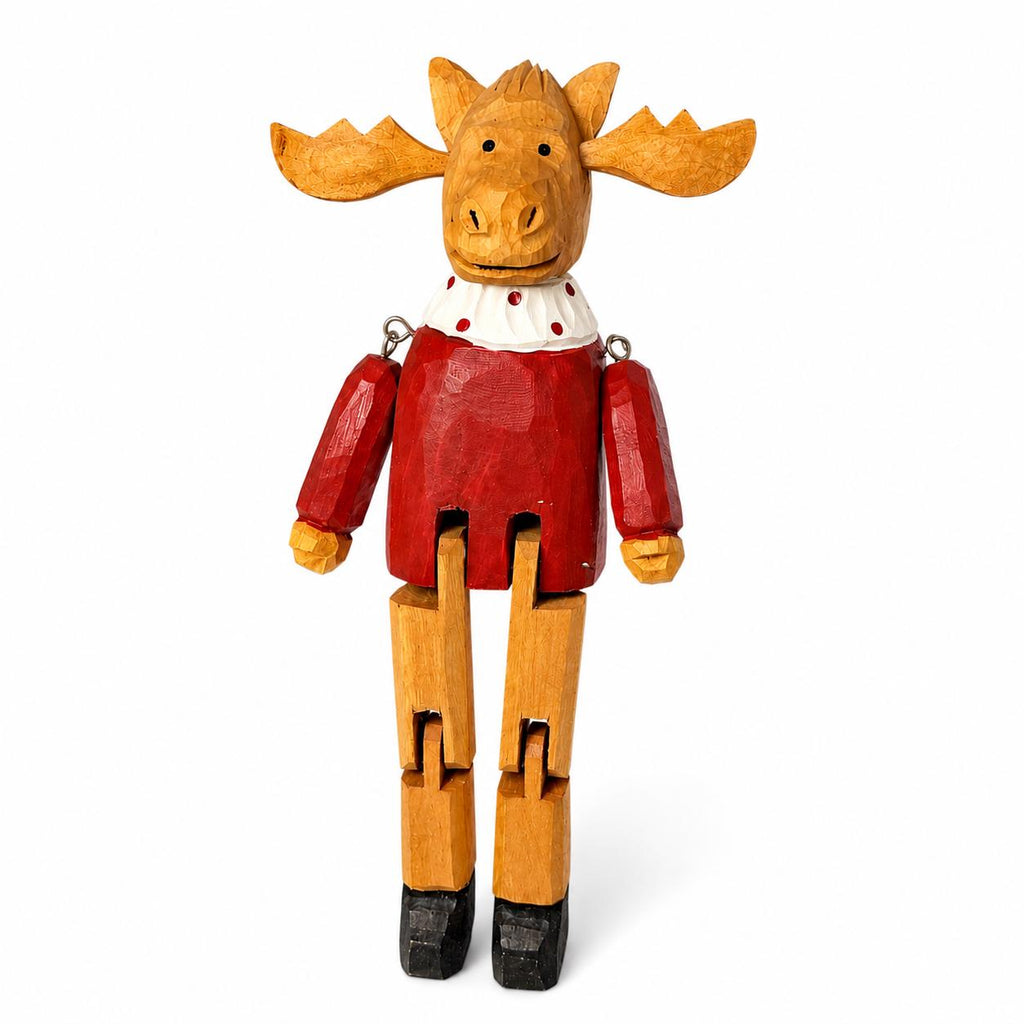 Charming Wooden Santa or Reindeer Shelf Sitter, Articulated Jointed Figure Christmas Decor, Rustic Holiday Gift for Home