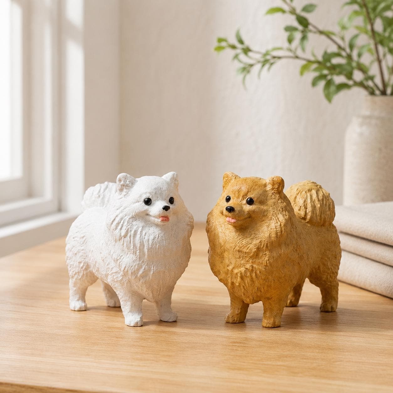 Fluffy Pomeranian Wood Carving, Cute Dog Figurine, Pet Memorial Gift, Wooden Puppy Statue, Desk Decor for Dog Lovers