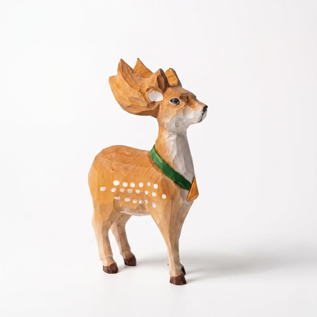 Whimsical Wooden Deer Figurine | Hand Carved Fawn Sculpture | Woodland Nursery Decor | Rustic Shelf Art | Unique Gift for Animal Lovers