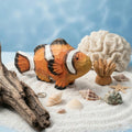 Hand Carved Wooden Clownfish Figurine, Nautical Nursery Decor, Tropical Sea Animal Sculpture, Hand Painted Fish Ornament