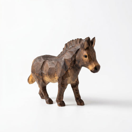 Charming Hand Carved Wooden Foal Figure | Rustic Horse Statuette & Farmhouse Shelf Decor | Sweet Animal Lover Gift for Nursery