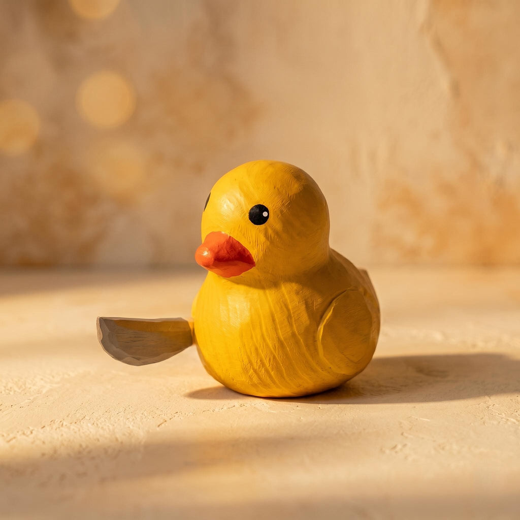 Funny Wooden Duck with Knife Figure Quirky Desk Decor Meme Wood Carving Cheeky Animal Figurine Unique Gag Gift for Co-Worker Humorous Art