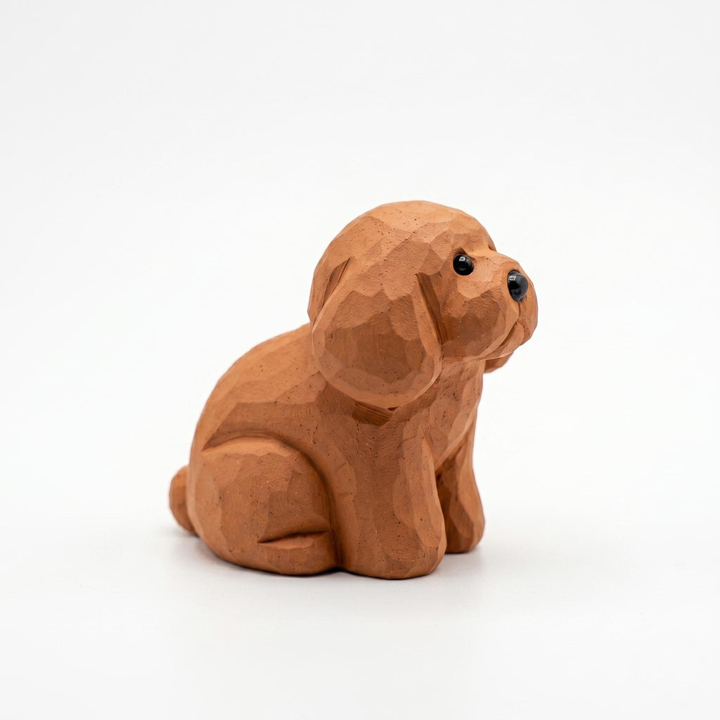 Sweet Hand Carved Wooden Poodle Figurine Rustic Sitting Dog Desk Decor Miniature Doodle Statue Unique Pet Lover Gift Dog Memorial