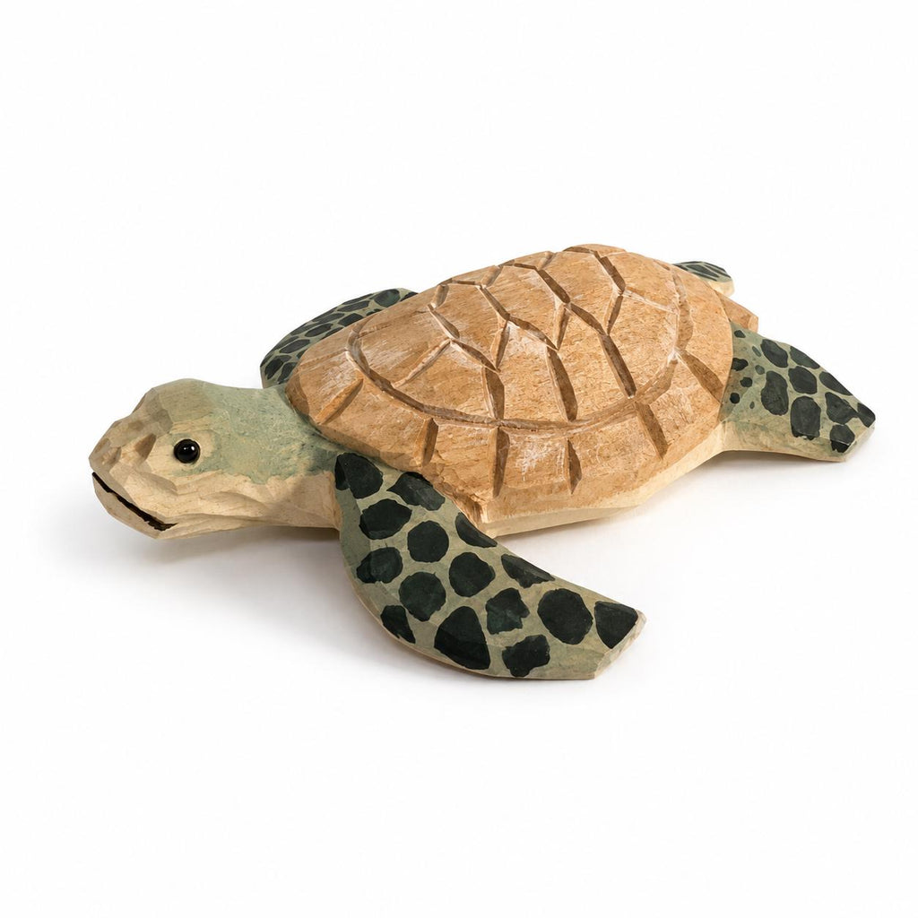 Whimsical Sea Turtle Wood Carving, Coastal Decor Animal Figurine, Ocean Lover Decor, Nautical Wooden Statue, Unique Beach Gift for Her