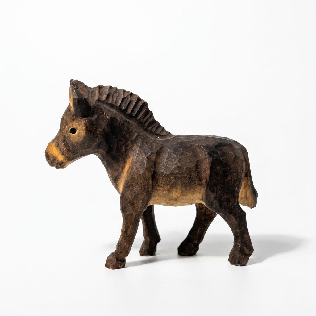 Charming Hand Carved Wooden Foal Figure | Rustic Horse Statuette & Farmhouse Shelf Decor | Sweet Animal Lover Gift for Nursery