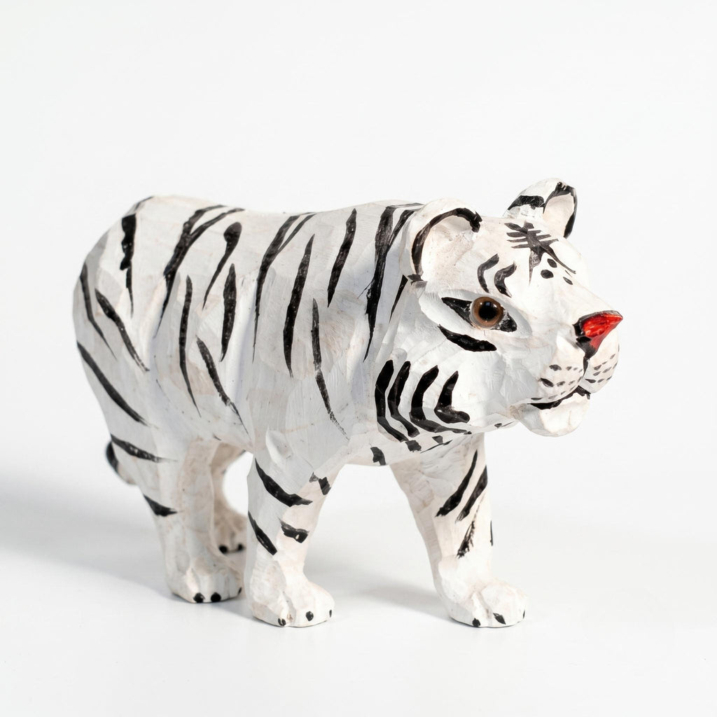 Hand-carved Wooden Big Cat Figurines Safari Animal Nursery Decor Faceted Wood Art Tiger Leopard Cheetah Statue Gift for Animal Lover