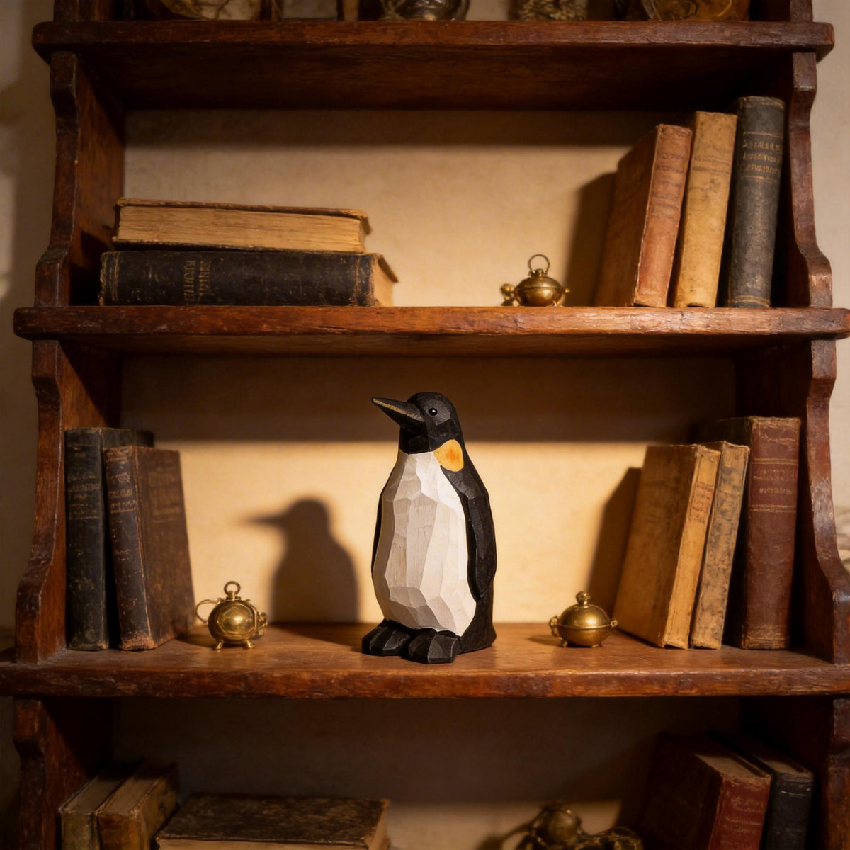 Hand-Carved Wooden Penguin Figurine | Geometric Minimalist Bird Decor | Rustic Nursery Art | Unique Gift for Animal Lovers & Bird Watchers