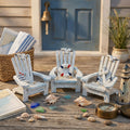 Coastal Blue Miniature Adirondack Chair Set of 3 Beach Theme Wooden Decor Nautical Shelf Sitter Summer Vacation Housewarming Gift