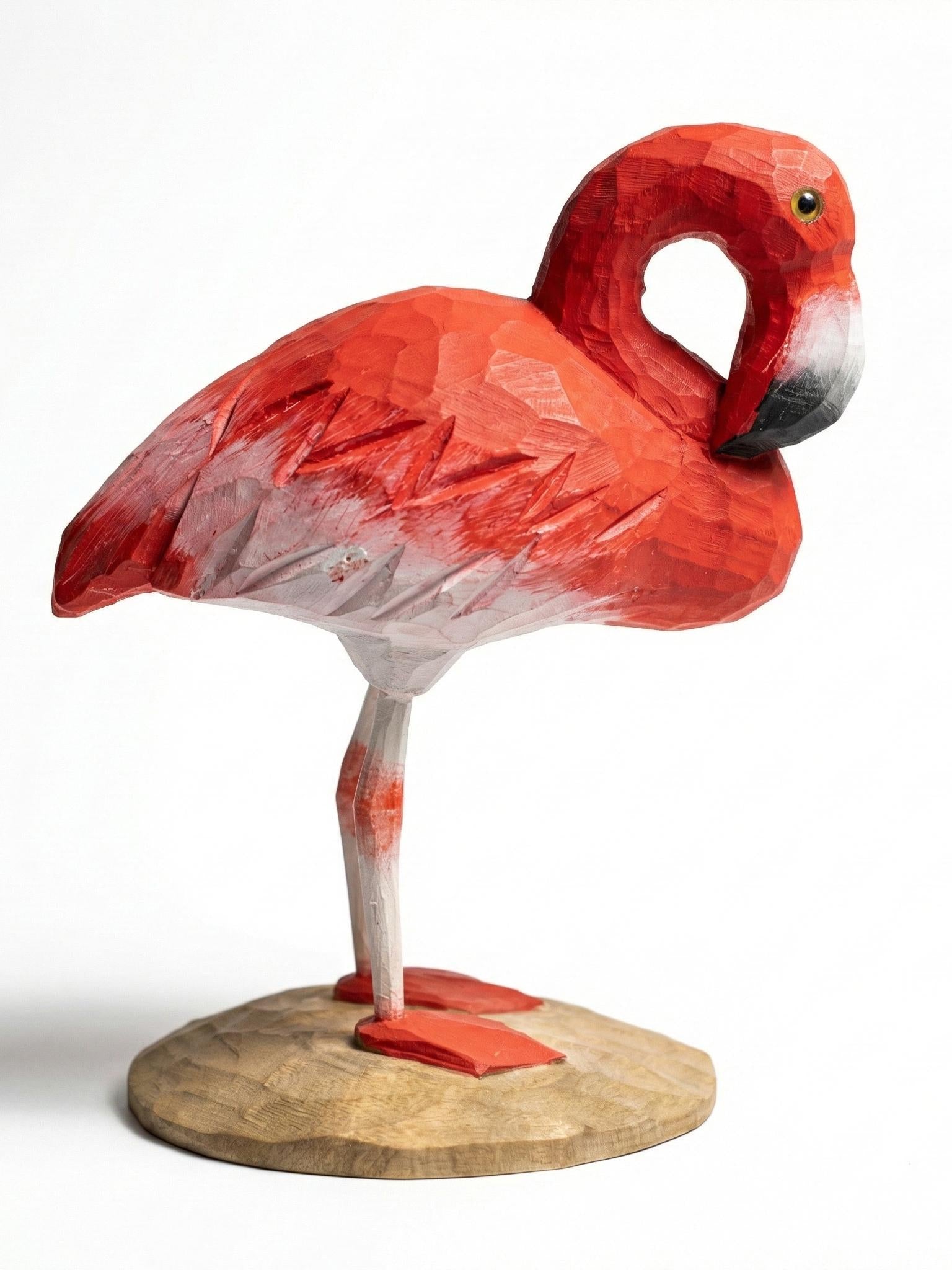 Wooden Flamingo Statue, Tropical Beach House Decor,  Gift for Bird Watchers, Rainforest Themed Decor