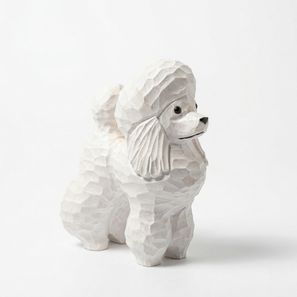 Whimsical Wooden Poodle Figurine Hand Carved Dog Statue Pet Memorial Art Shelf Decor Unique Gift for Dog Lover Dog Mom Gift