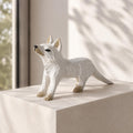Whimsical White Arctic Fox Hand Carved Wood Figurine Woodland Animal Nursery Decor Rustic Desk Accessory Unique Gift for Nature Lover