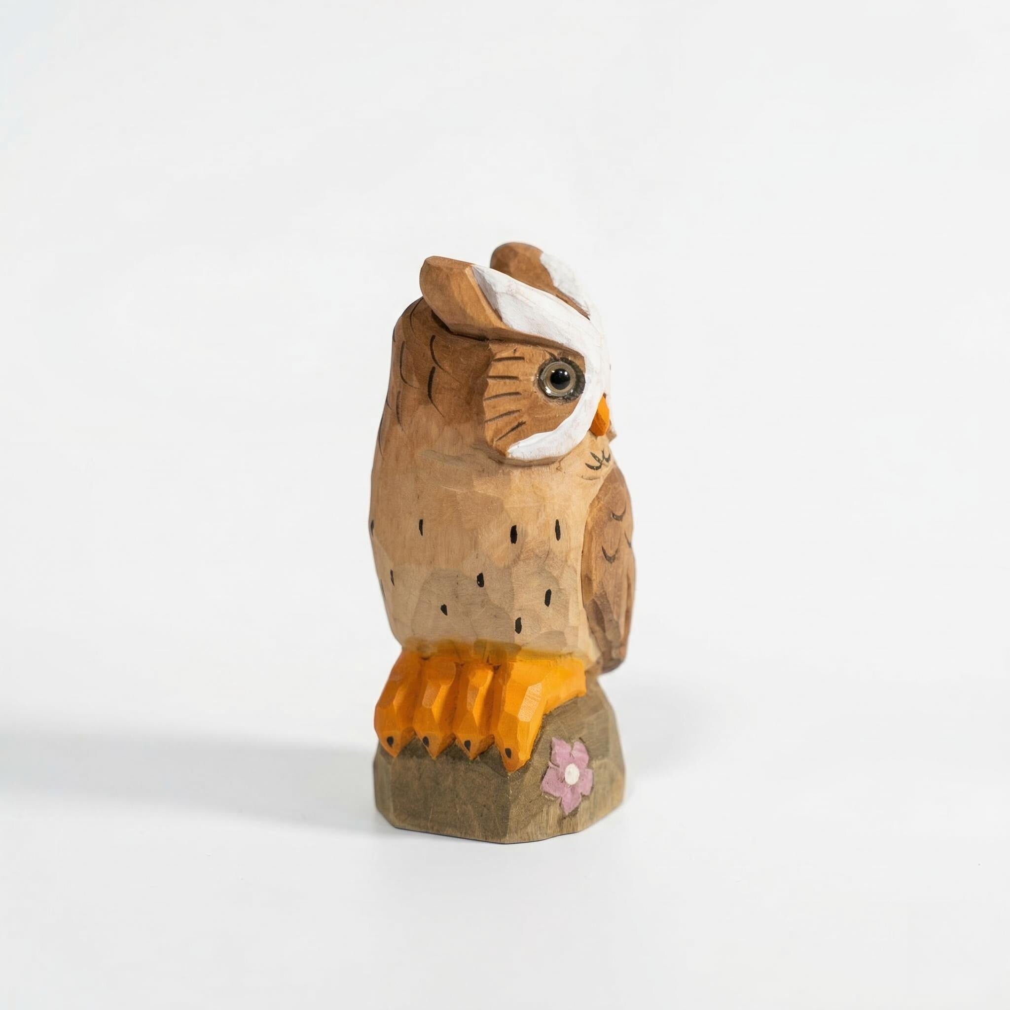 Whimsical Hand-Carved Wooden Owl Figurine, Rustic Woodland Animal Decor, Unique Bird Sculpture, Nature Lover Desk Gift Idea