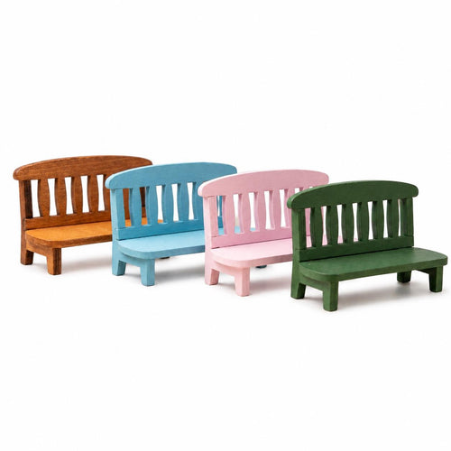 Adorable Miniature Wooden Bench Display Stand, Colorful Figure Base Wood Carving Prop, Cute Desk Decor Gift for Animal Collectors
