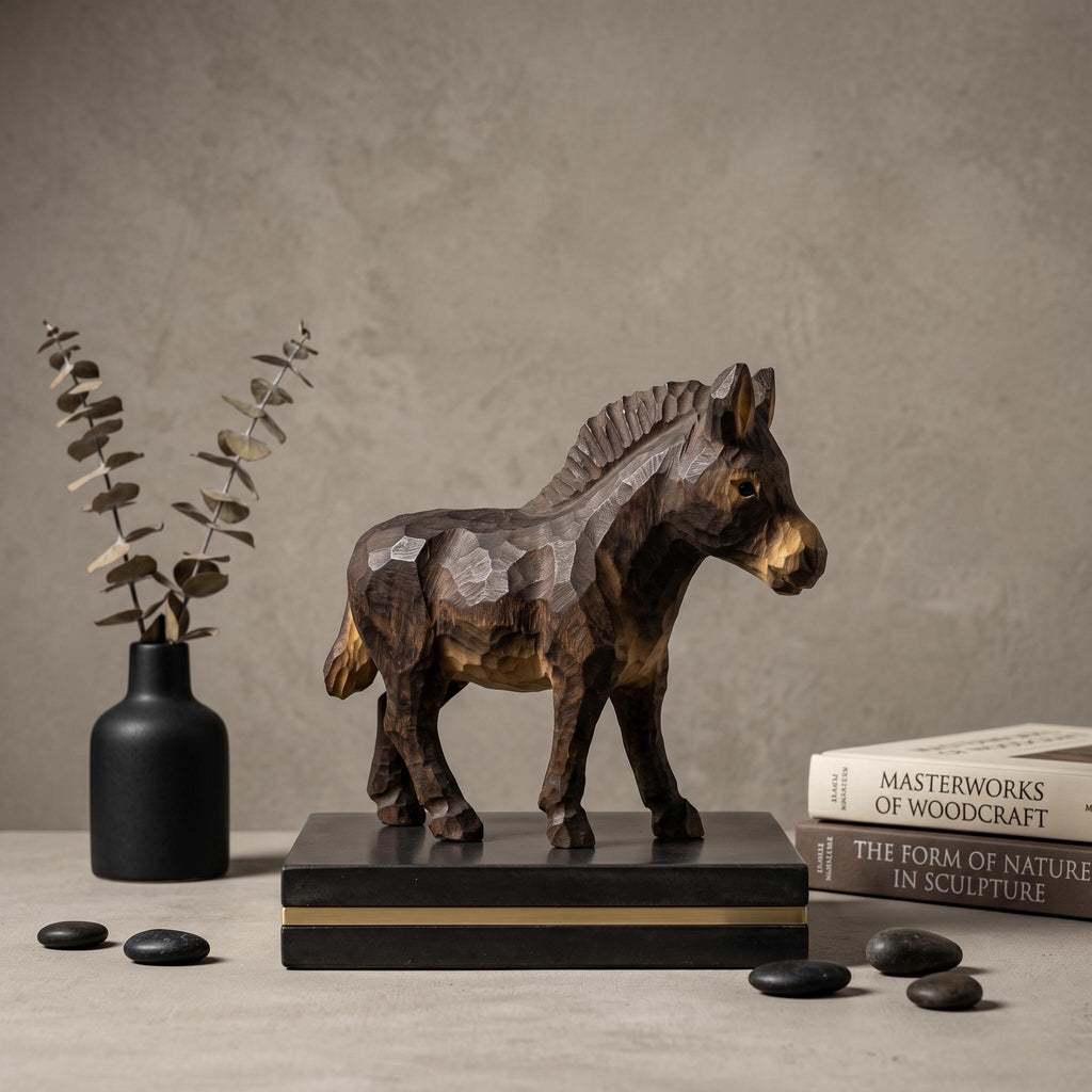 Charming Hand Carved Wooden Foal Figure | Rustic Horse Statuette & Farmhouse Shelf Decor | Sweet Animal Lover Gift for Nursery