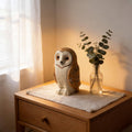 Rustic Wooden Barn Owl Hand Carved Bird Figurine Woodland Decor Unique Owl Lover Gift Hand Painted Wood Animal Statue