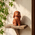 Whimsical Wooden Puppy Figurine – Hand Carved Spaniel Dog Statue – Rustic Shelf Decor & Pet Lover Gift Idea
