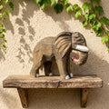 Handmade Wooden Elephant Figurine, Rustic African Elephant Carving, Animal Lover Gift, Boho Nursery Decor, Hand Carved Wood Statue