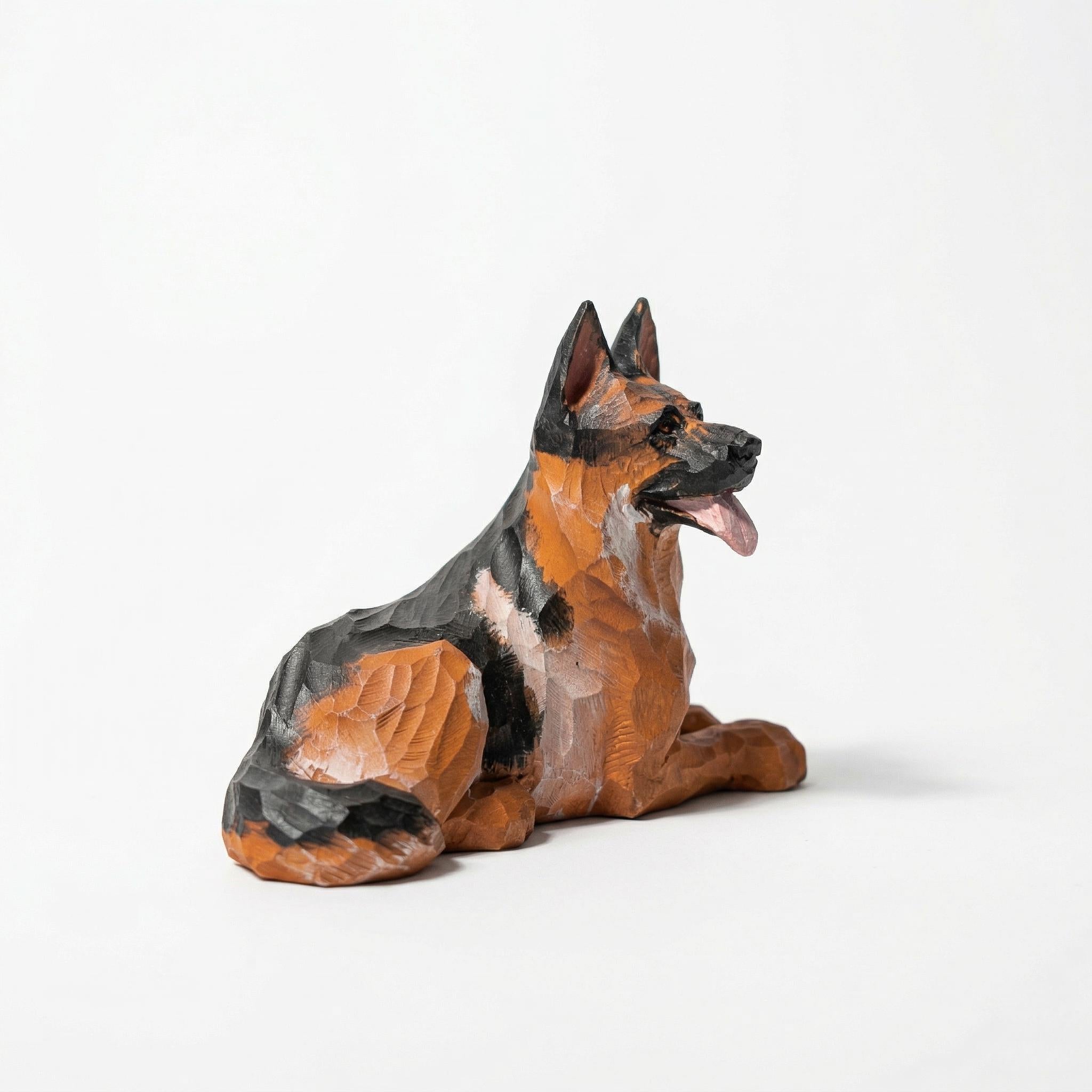 Rustic Hand-Carved Wooden German Shepherd Figurine | Dog Statue Home Decor | Pet Memorial Keepsake | Unique Gift for Dog Lovers
