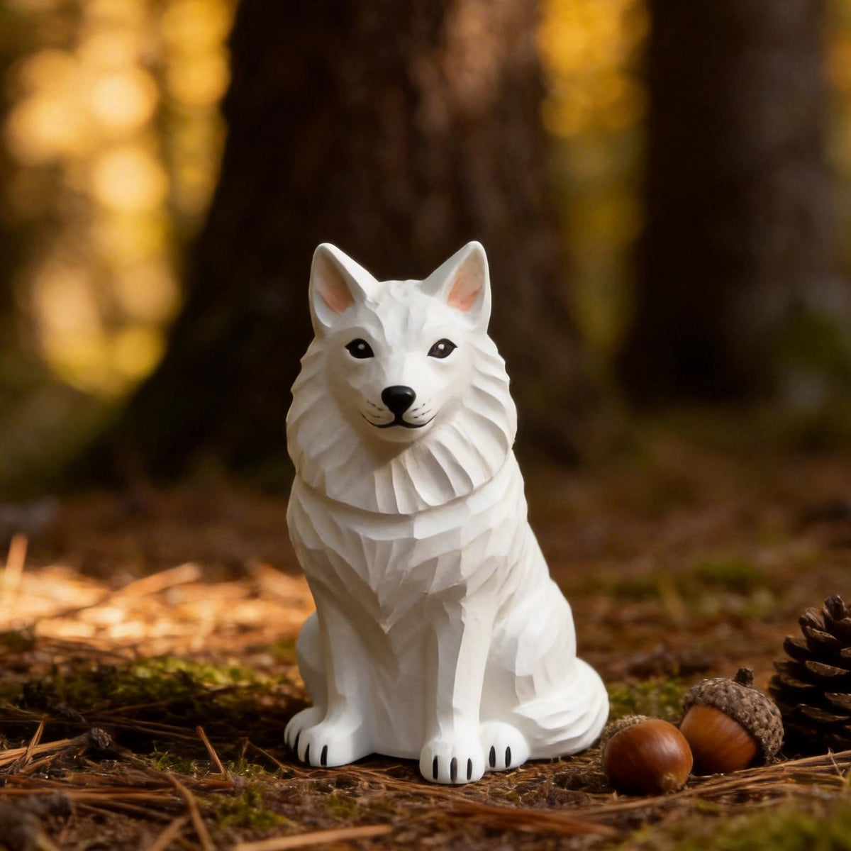Hand Carved Wooden White Dog Figurine | Rustic Farmhouse Decor | White Shepherd Sculpture | Unique Woodland Animal Lover Gift