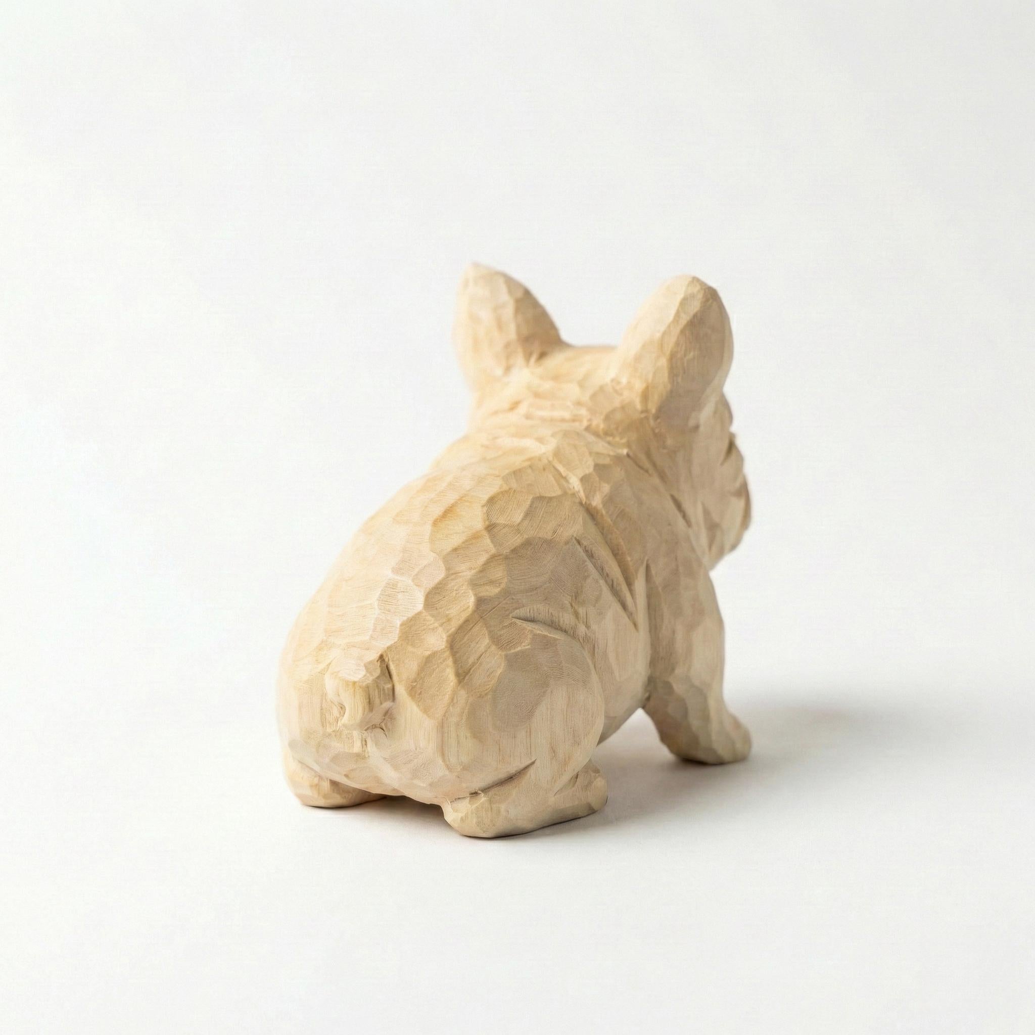 Whimsical Wooden French Bulldog Figurine Hand-Carved Dog Statue Rustic Shelf Decor Unique Pet Memorial Gift for Frenchie Lovers