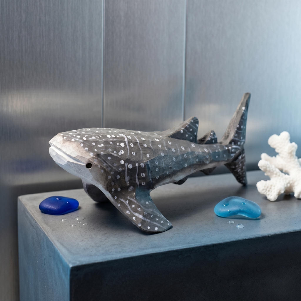 Hand Carved Wooden Whale Shark Figurine, Rustic Ocean Decor, Gentle Giant Marine Life Art, Unique Scuba Diver Gift, Nautical Nursery Decor