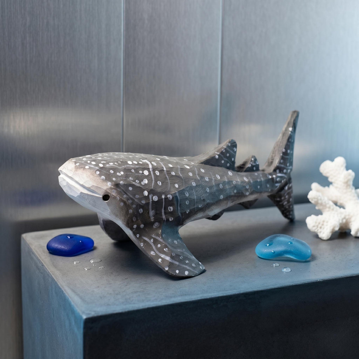 Hand Carved Wooden Whale Shark Figurine, Rustic Ocean Decor, Gentle Giant Marine Life Art, Unique Scuba Diver Gift, Nautical Nursery Decor