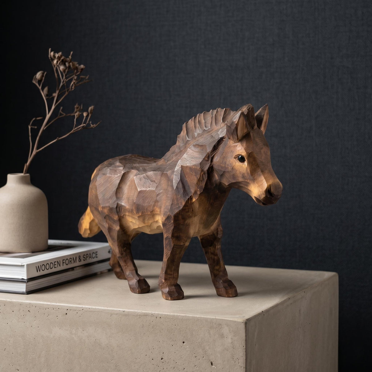 Charming Hand Carved Wooden Foal Figure | Rustic Horse Statuette & Farmhouse Shelf Decor | Sweet Animal Lover Gift for Nursery