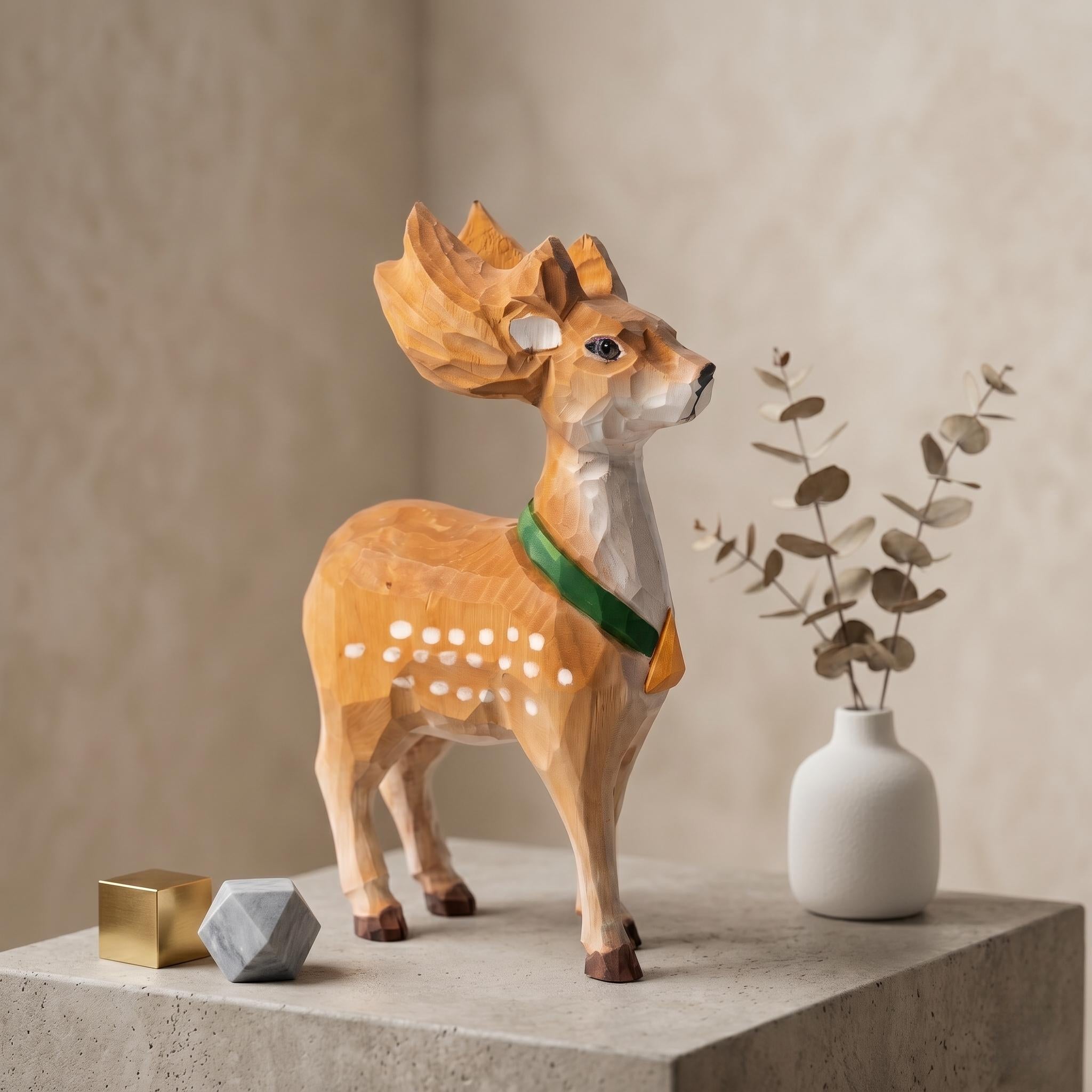 Whimsical Wooden Deer Figurine | Hand Carved Fawn Sculpture | Woodland Nursery Decor | Rustic Shelf Art | Unique Gift for Animal Lovers