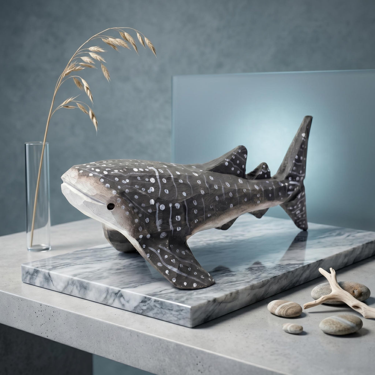 Hand Carved Wooden Whale Shark Figurine, Rustic Ocean Decor, Gentle Giant Marine Life Art, Unique Scuba Diver Gift, Nautical Nursery Decor