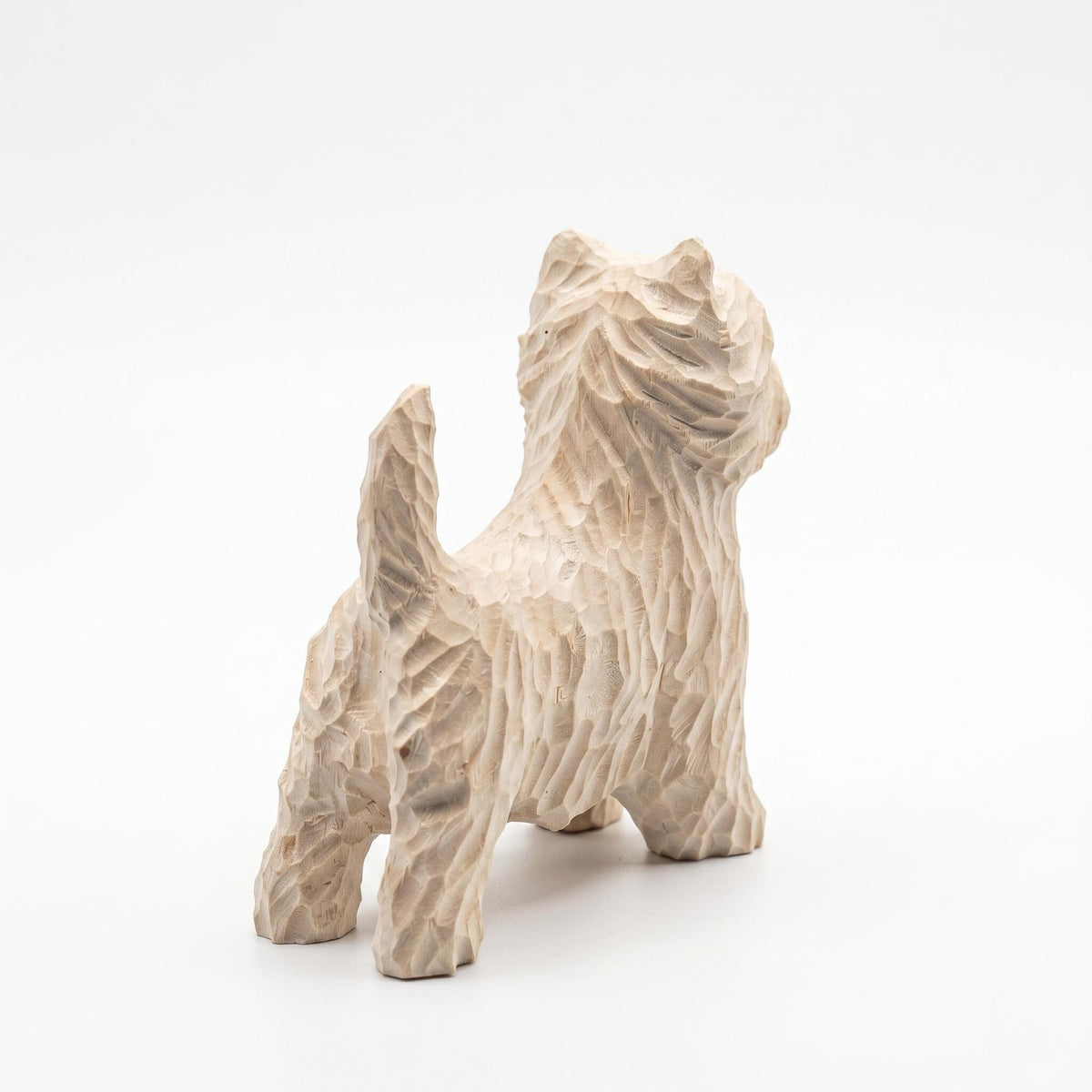 Hand Carved Wooden Westie Figurine, Rustic White Terrier Dog Sculpture, Folk Art Pet Memorial Gift for Dog Lovers, Desk Decor