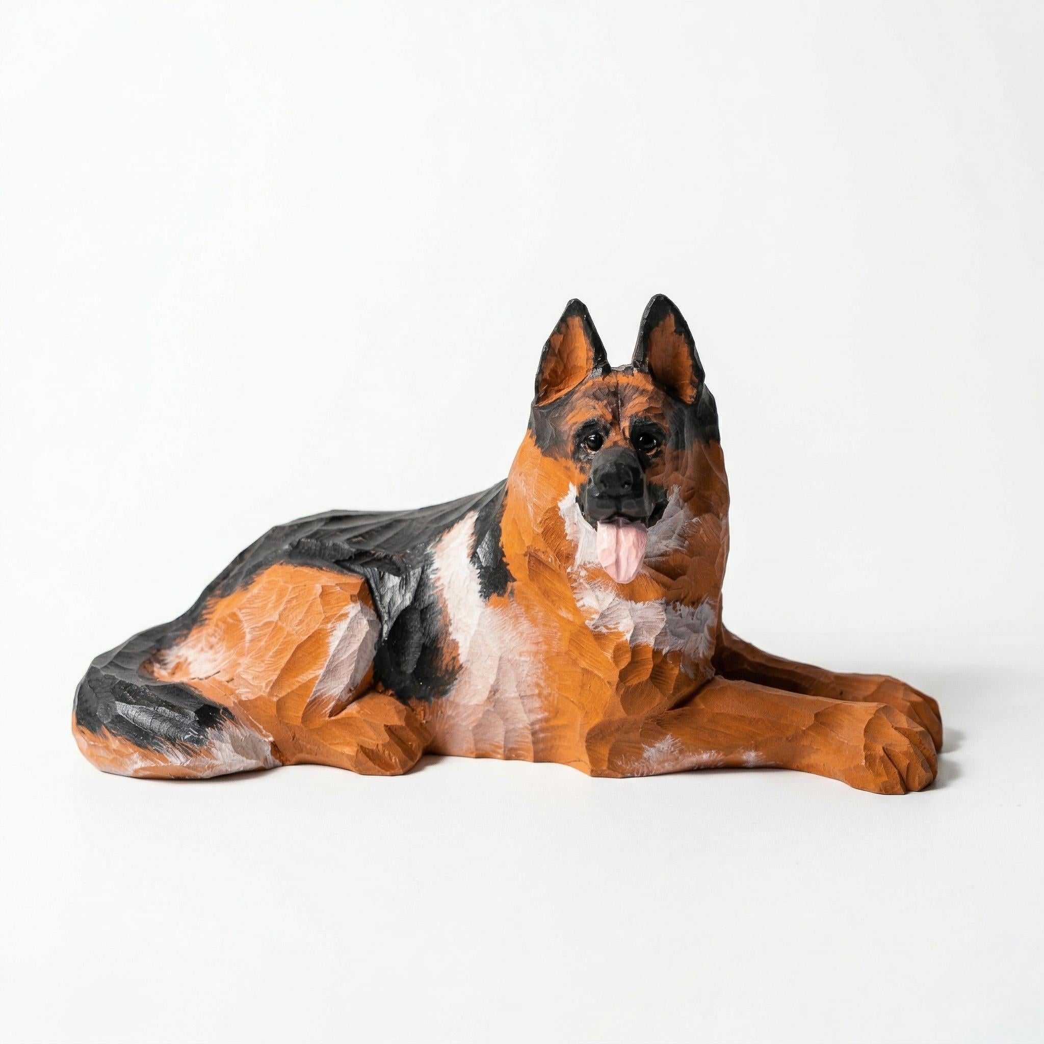 Rustic Hand-Carved Wooden German Shepherd Figurine | Dog Statue Home Decor | Pet Memorial Keepsake | Unique Gift for Dog Lovers