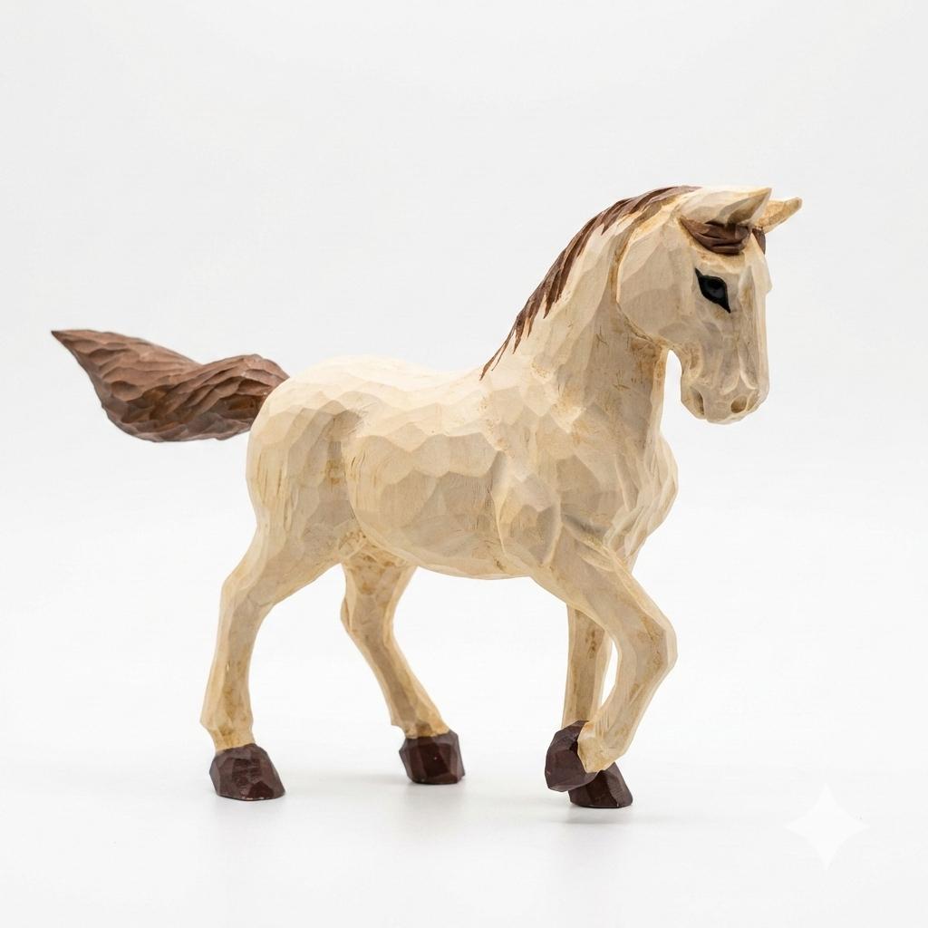 Whimsical Hand Carved Wooden Horse Figurine Rustic Pony Sculpture Farmhouse Shelf Decor Artisan Animal Art Unique Equestrian Gift