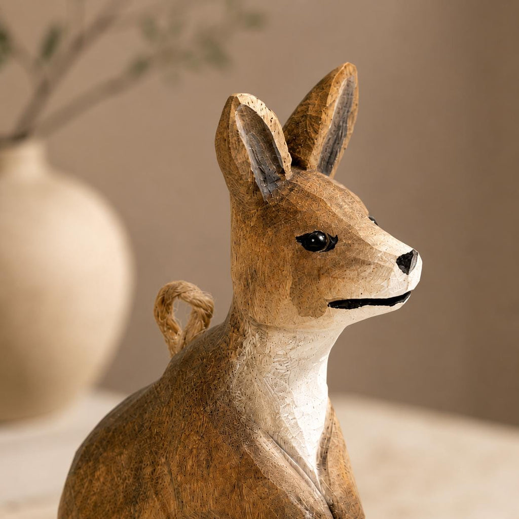 Hand-Carved Wooden Kangaroo Figurine Rustic Australian Wildlife Decor Unique Gift for Animal Lovers